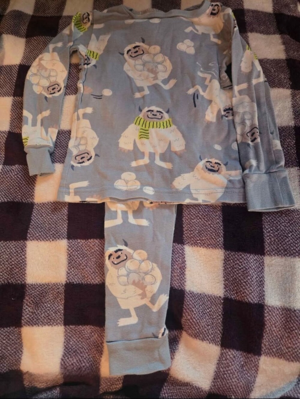 Carter's Blue Yeti Abominable Snow Monster Toddler 2pc Pajama Set - 2T EUC